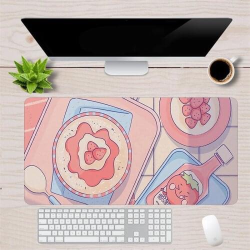 Large Mouse Pad Strawberry Pink Computer Mat Desk Pad Locking Edge Anti-Slip Keyboard Mousepad Gaming Accessories Washable cute