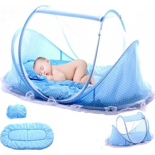 Baby Bedding Crib Netting Folding Baby Mosquito Nets Bed Mattress Pillow Three-piece Suit For 0-3 Years Old Children