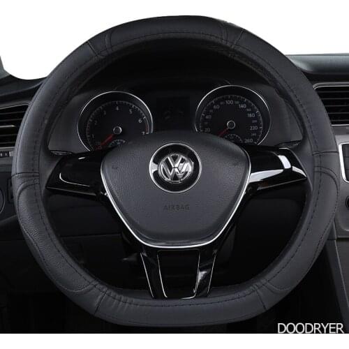 DOODRYER Carbon Fiber Leather Car Steering Wheel Cover Black Red Small Size Big Size D Shape 36cm 38cm 40cm