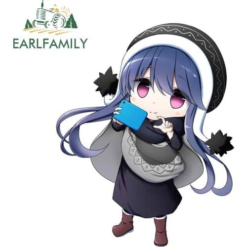 EARLFAMILY 13cm x 10.4cm for Yuru Camp Refrigerator Car Fine Decal Cartoon Stickers Surfboard Graffiti Sticker Occlusion Scratch