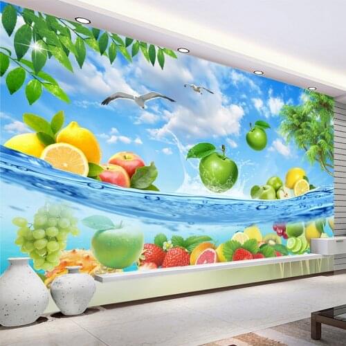 HD Fruit Seawater Fresh Summer Photo Wallpaper 3D Wall Mural Fruit Shop Restaurant Kitchen Backdrop Wall Decor Papel De Parede