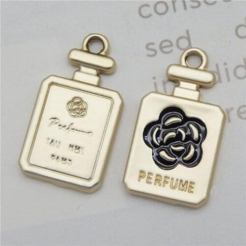 Julie Wang 10pcs Alloy Charms Matte Perfume Bottle Shape Pendant For Women New Fashion Bracelet Jewelry Making Accessory