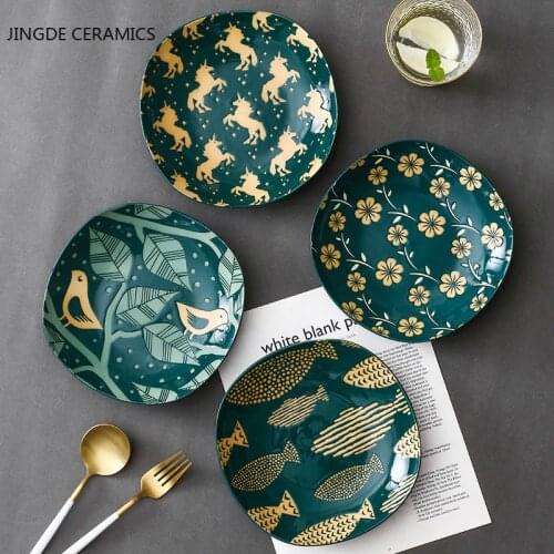 8 Inches Shallow Plate Ceramic Dinner Plate Restaurant Dishes Tableware Household Dishes Commercial Western Food Steak Plates