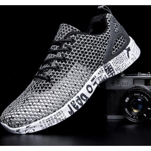 Summer Mens Shoes Casual Breathable Mesh Sneakers Outdoor Wading Shoes Big Size 47 Tenis Masculino Adulto 2020 Black Shoes