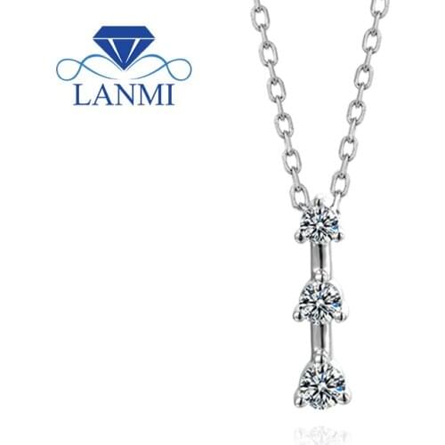 LANMI Sterling Silver Pendants 925 For Young Lady Anniversary Gifts 3 Moissanite Stones Necklace Jewelry