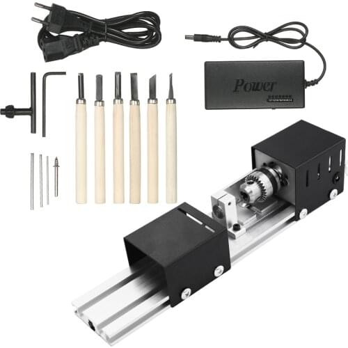 12-24V 100W Mini Lathe Beads Machine Diy Woodworking Lathe Machine Grinding And Polishing Beads Polishing Drill Rotary Tool wood