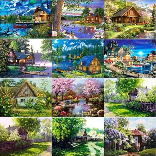 New 5D DIY Diamond Painting Houses Diamond Embroidery Chunjing Cross Stitch Crafts Full Square Round Drill Home Decor Art Gift