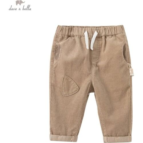 DBX18482 dave bella autumn baby boys fashion solid pockets pants children full length kids boy pants infant toddler trousers
