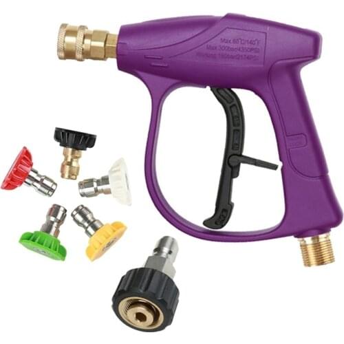 High Pressure Car Washing Auto Washer-Gun,5 Power Washer Quick Connect Nozzles Tips,M22 14 Swivel 3/8 inch Plug,3000 Psi,Purple