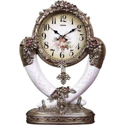 Deluxe European Clock Seat Clock Large Living Room Pendulum Clock Fashion Creative Silent Household Quartz Clock Table