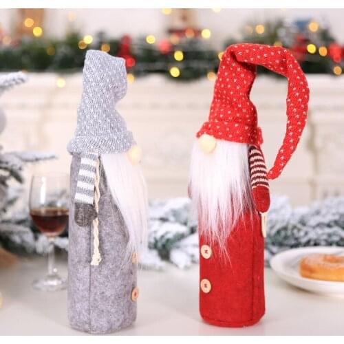 Merry Christmas Decorations For Home 2019 Wine Bottle Cover Snowman Santa Claus Elk Xmas Ornament Home Decor Happy New Year 2020