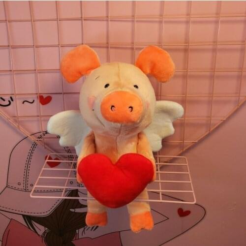 Net celebrity cute couple hug the heart pig doll plush toy comfortable soothing doll birthday gift soft angel Pillow 25cm