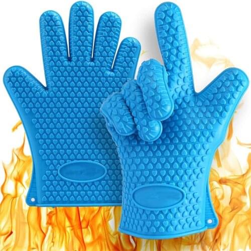 2pcs/lot Multi-functional Thick Heat Resistance Silicone BBQ Gloves Non-stick Oven Mitts Anti-slip Pot Holder Outdoor Barbecue