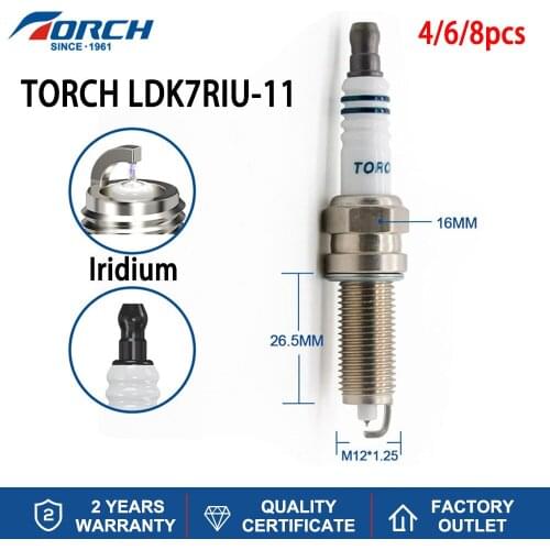 Iridium Candles Torch LDK7RIU-11 Replacement Spark Plug LDK7RTI-11 LDK7RTIP-11 LDK7RTII-11 LDK7RTC-11 Ignition System 4/6/8pcs