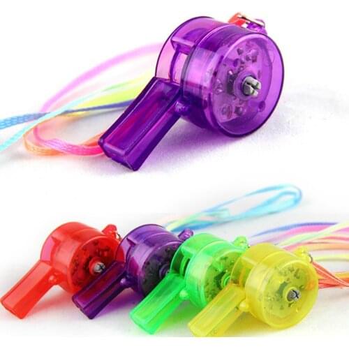 Flashing Whistle Colorful Lanyard LED Light Up Fun In the Dark Party Rave Kid Child Christmas Gift Fun Eject