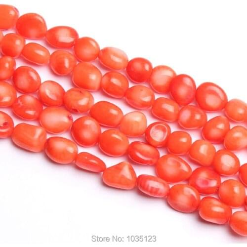High Quality 5-8mm Smooth Natural Orange Coral Irregular Shape DIY Gems Loose Beads Strand 15" Creative Jewellery Making w3448