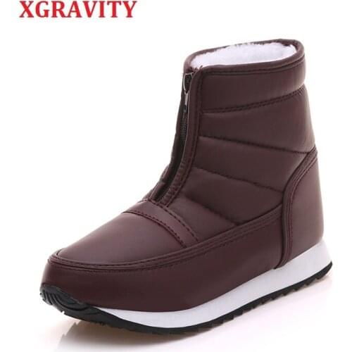 XGRAVITY 2021 New Winter Snow Boots Fashion Elegant Comfortable Warm Boots Ladies Casual Round Toe Ankle Shoes Slip Proof S040