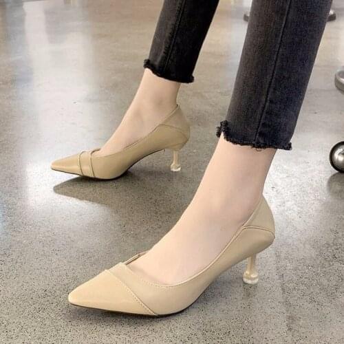 Female Pumps Nude Shallow Mouth Women Shoes Fashion Office Work Wedding Party Shoes Ladies Low Heel Shoes Woman Autumn