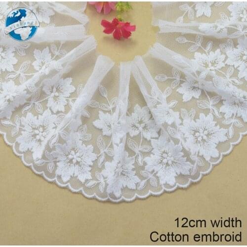 12cm white lace cotton embroidery lace french lace ribbon fabric guipure diy trims warp knitting sewing Accessories#2993