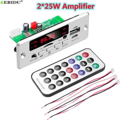 2*25W Amplifier MP3 Player Module Bluetooth-compatible 5.0 6V-12V Decoder Board 50W Amplifier Car FM Radio Module mp3 players