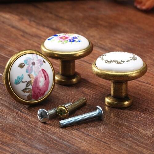 2pcs/lot Knobs Antique brass Cabinet Closet Door Flower Drawer Wardrobe Cupboard Pull Handle Knob Europe Style Furniture w/screw