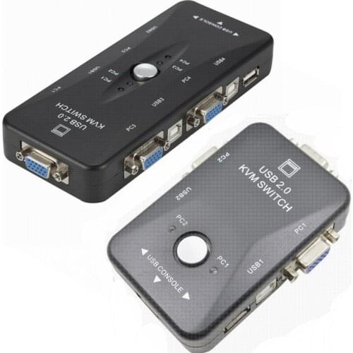 200set 2 4 Port USB 2.0 KVM Switch Switcher 1920*1440 VGA SVGA Switch Splitter Box for Keyboard Mouse Monitor Adapter