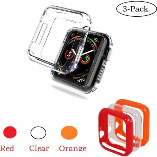 3-Pack Ultra-Thin Soft TPU Watch Case for Apple Watch 4 Case Full Coverage Transparent Protect Case for iWatch Series 4