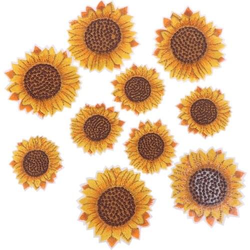 5pcs/lot Embroidered Sunflower Patch Iron On Sew On Flower Sticker DIY Jeans Pants Shoes Bags Fabric Appliques Handmade Badge