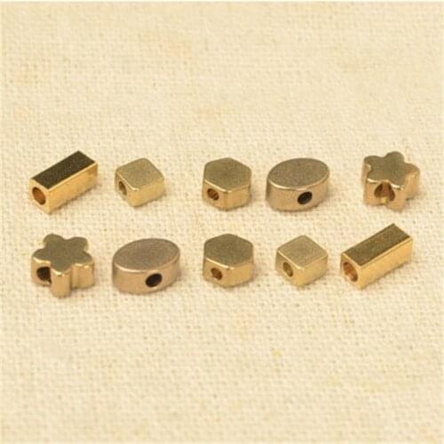 50pcs/lot Loose Metal Copper Tube Charms Beads For Diy Jewelry Making Big Hole Gold Color Spacer Beads Craft Necklace Findings