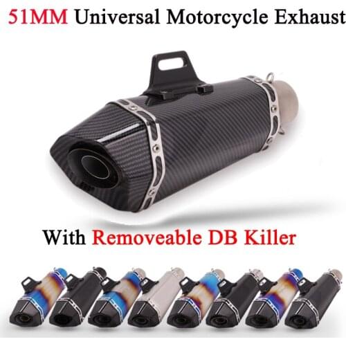51MM Unversal Motorcycle R11 Exhaust DB Killer Carbon Fiber Modified Escape DB Killer For ATV TRK 502 CBR650F Z900 R3 R6 DUKE K6
