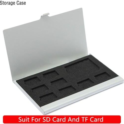 9 in 1 Portable Menmory Card Case Monolayer Aluminum SD+TF Micro SD Card Storage Case Holder Memory Card Holder Protector Box