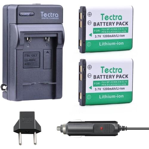 Tectra Li-42B Li 42B Li-40B (2PACK) Camera BATTERY+Digital Charger+Car Plug for Olympus U700 U710 D-720 VR-330 X-Series cameras