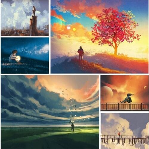 Fantasy Landscape Prairie Sky 5D Diy Full Square and Round Diamond Painting Embroidery Cross Stitch Kits Wall Art Home Decor