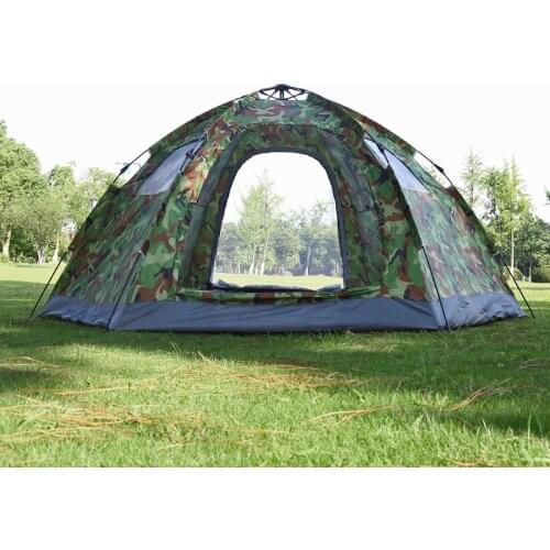 5-8 Person Camouflage Automatic Camping Tent Outdoor Waterproof Anti-UV Large Space Hexagon Tent Tourism Mongolian Yurt Tent