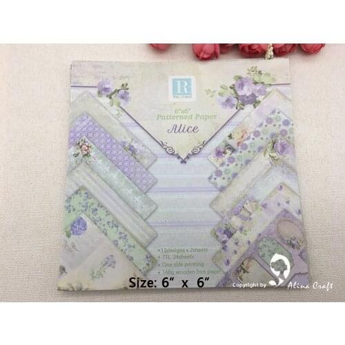 AlinaCraft 24 sheet 6"X6" Alice patterned paper Scrapbooking paper pack handmade craft paper craft Background pad