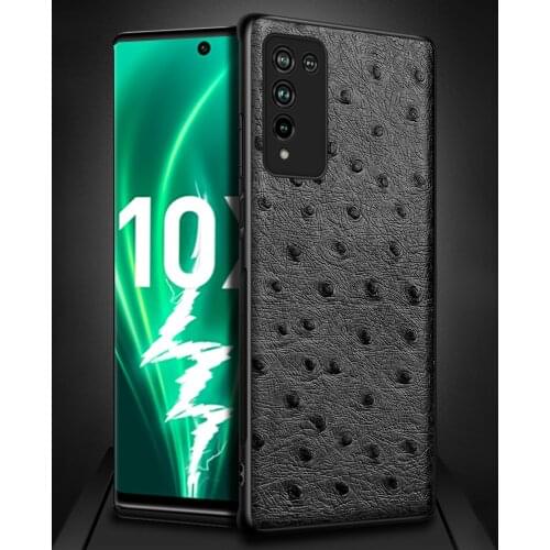 Genuine Leather Ostrich Grain Cover Fitted Case For Honor 10X Lite 9X 8X V30 Pro V20 V10 10i 20i 30S 30 Pro 20 Pro 10 9 Lite