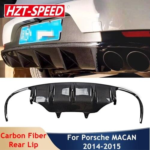 Four Tailpipe Carbon Fiber Rear Bumper Diffuser Lip Spoiler Car Body Modification for Porsche MACAN 2014 2015