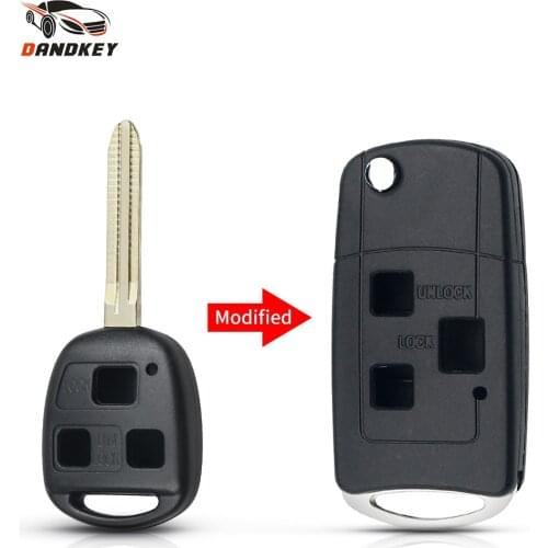 Dandkey Replacement Flip Folding Key Shell Uncut For Toyota Camry 2.4 Vela Yaris Avensis 3 Buttons Modified Remote Car Key Case