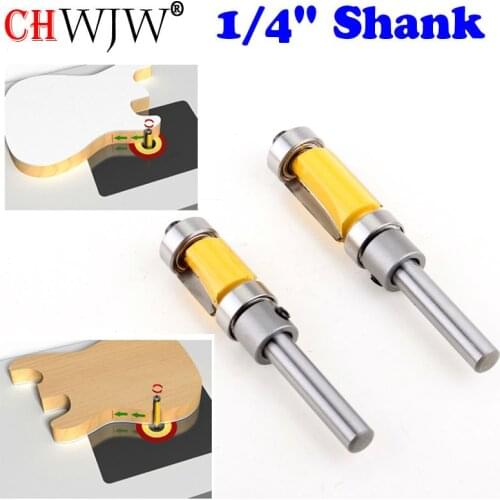 2pcs Flush Trim Router Bit Top & Bottom Bearing 1/4'' Shank Woodworking Tool woodworking router bits