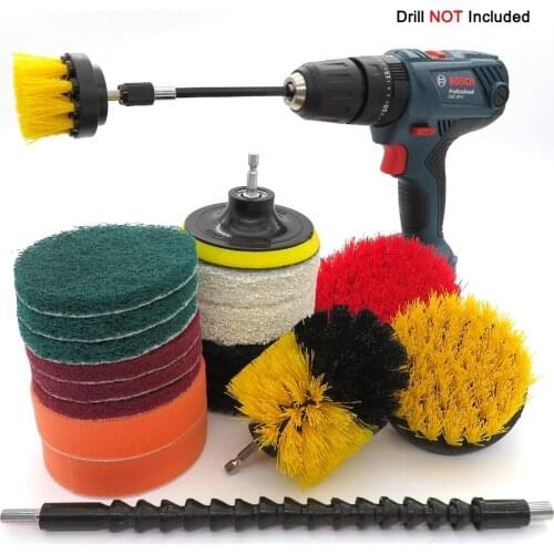 Hot Sale ! Hurry! 19Pcs Drill Brush Kit Power Scrubber Brush,Scouring Scrub Pads For bathroom car