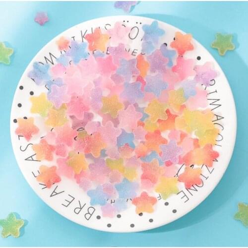 50pcs/lot Kawaii Resin Five-Pointed Star Flatback Cabochon For Kids Hair Bow Scrapbooking DIY Decoration Craft