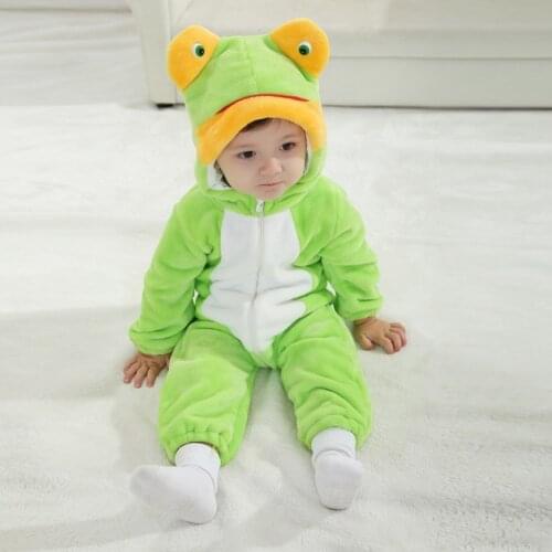 Baby Boy Girl Hooded Rompers Animal Cosplay Costume Newborn Infant Jumpsuit Green Frog Clothes