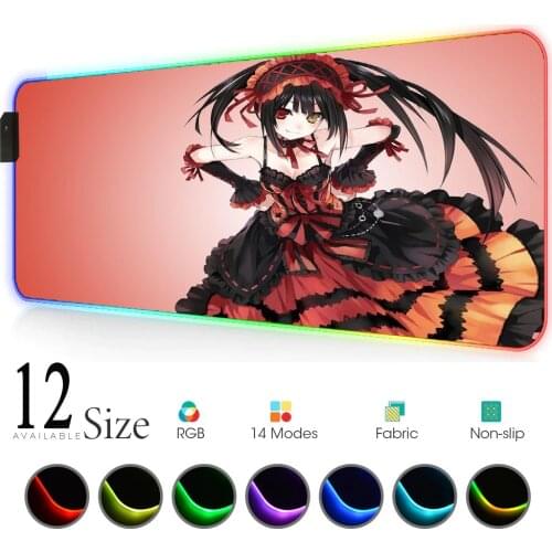 Kurumi Tokisaki Light Gaming Accessories Pc Gamer Computer Mouse Pad Rgb Gamer Girl Carpet Led Pad on The Table Mat for Bears Pc
