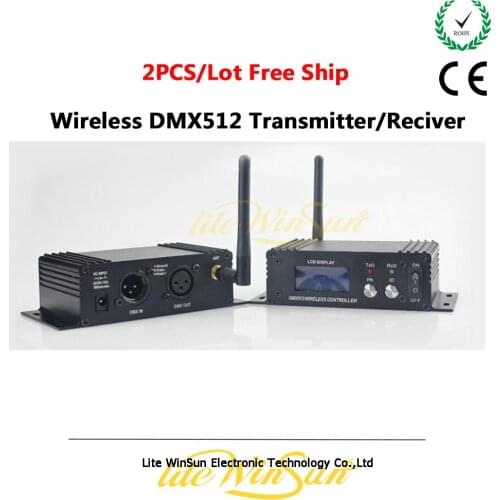Litewinsune 2pcs Free Ship Wireless DMX512 Transmitter Reciver Controller for Stage Lighting 2.4Ghz 126 Channels 16 Groups