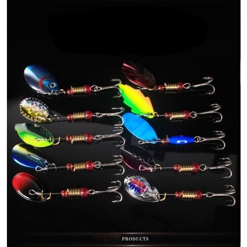 10Pcs/Set Spinner Spoon Metal Bait Fishing Lure Crankbait Spoon baits for Bass Trout Perch pike Sequins rotating Fishing lures