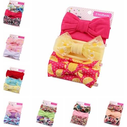 3pcs/lot Fashion Printed Watermelon Fruit Pattern Bows Headband Cute Bowknot Hairband with Little Daisy Baby Girls Headwear