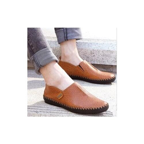 2021 Spring Summer New Mens Breathable Soft-Soled Leather Shoes all-match wear-resistant casual Outdoor Beanie shoes