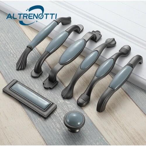 Cabinet Furniture Zinc Alloy Ceramic Handle For House Modern Hardware Kitchen Cupboard Wardrobe Closet Drawer Door Pull Knob