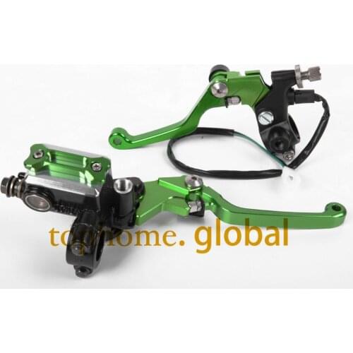 New CNC 7/8" Brake Master Cylinder Pressure Switch Reservoir Levers Dirt Pit Bike Set For KAWASAKI ZXR250 1989-1990 Green