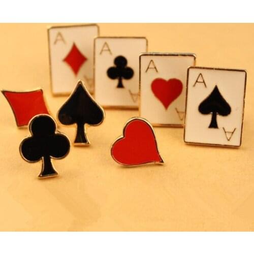 New Playing Cards Metal Poker Set Spade Club Pins Enamel Brooch Jewelry Brooches For Women Lapel Pin Men Accessories
